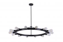 Lit Up Lighting LIT7536BK+MC - 36" 14x25 W E26 Round Pendant in Black finish with replaceable multiple socket rings
